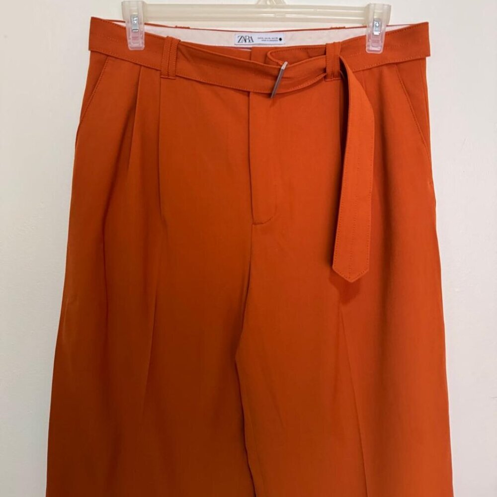 Zara The Straight Tapered Trousers in Geranium Color Size XL Style 2659/460/616 - Picture 3 of 13